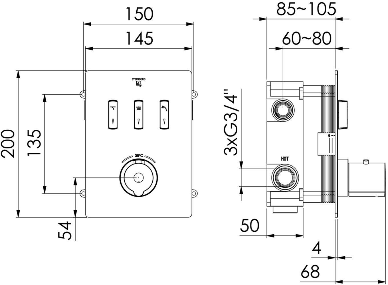 Steinberg Serie 390 Fertigmontageset, Badarmaturen, 390 4931 3, chrom