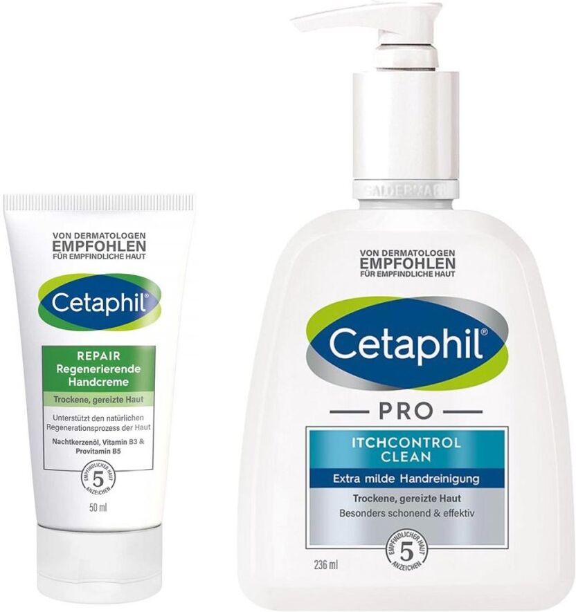 Cetaphil Pro Itchcontrol Clean Handreinigung + Repair Handcreme 236+50ml