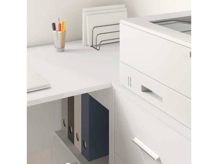 Bureau d'angle avec tiroir - CoCo - Meuble de Bureau - blanc - 1 tiroir - 1 porte - 102x88x75 cm(23500)