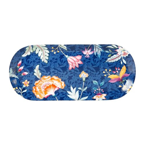 Genevieve Lethu 537286 Porseleinen schaal met bladeren en bloemen uit de Pondichery collectie, L 33,5 x B 15 x H 1,5 cm