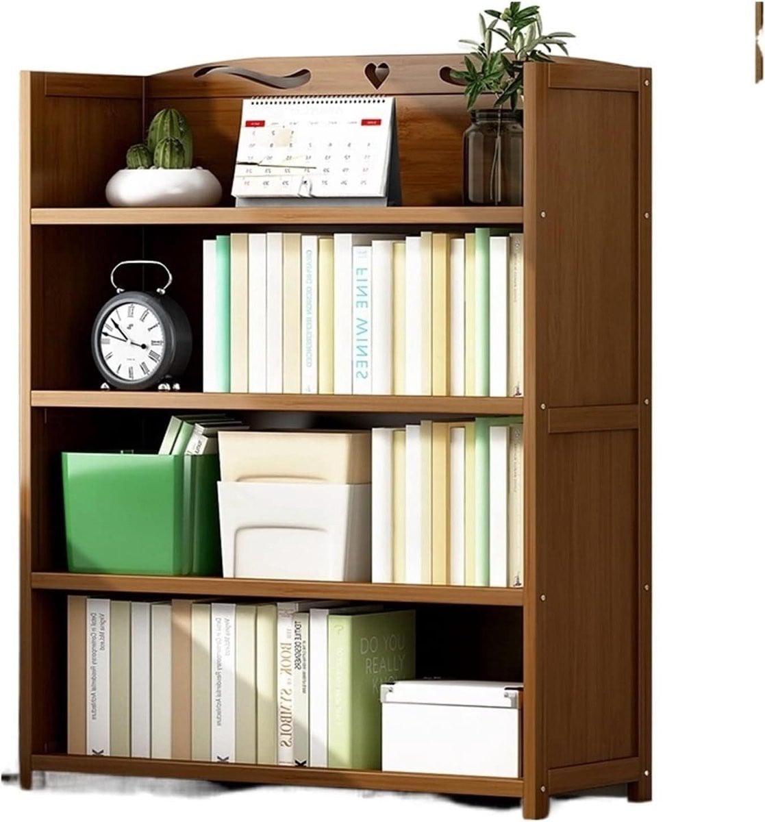 Bruine Boekenplank met Kubusplanken en Achterwand, Hoogte: 90 cm