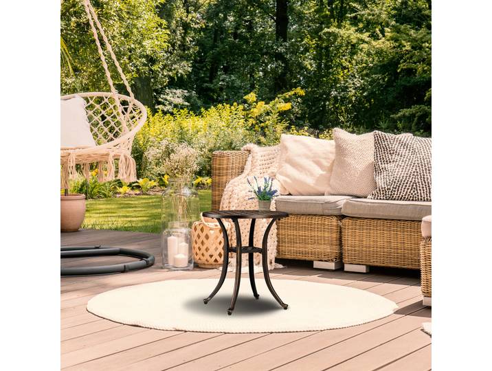 Relaxdays Antiker Gartentisch rund Gold-Schwarz