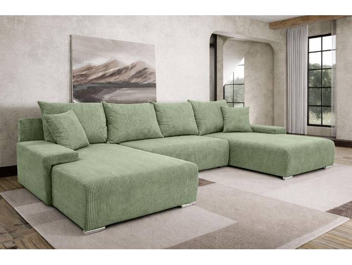 Kaiser Möbel Ecksofa, Sofa U form, Couch U form, Livorno U, stoff Poso, Gelb