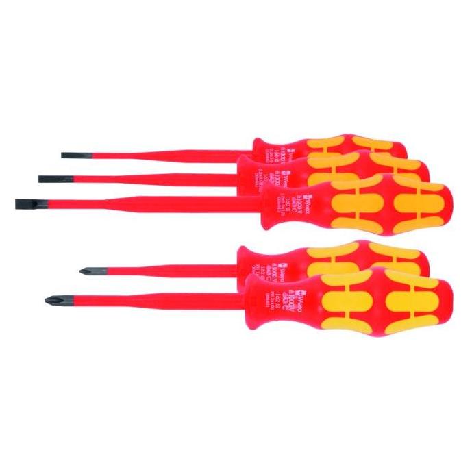 Wera Elektriker-Schraubendreher-Sortiment, 5-teilig für Schlitz und Pozidriv, vollisoliert (Schlitz) (05258029001)