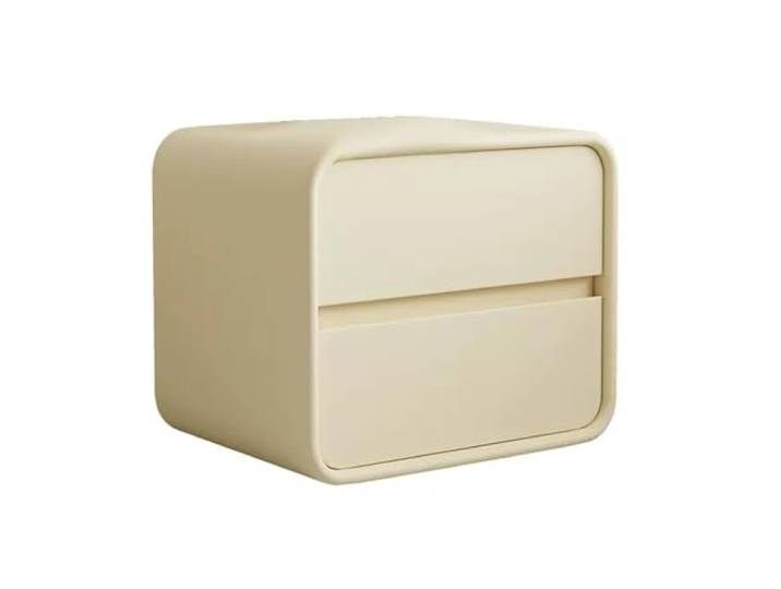 xiuling4568 Beistelltisch Nachttisch for Schlafzimmer Beistelltisch mit 2 Schubladen in Beige(L40xD40xH47cm)