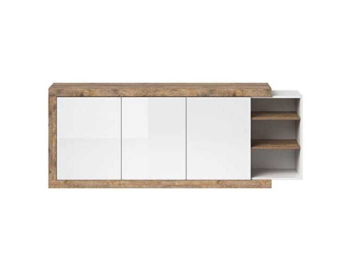 Lomadox Dressoir Samdal eiken Nb., met afwerkingen in wit hoogglans, B/H/D: ca. 220/85,7/40 cm