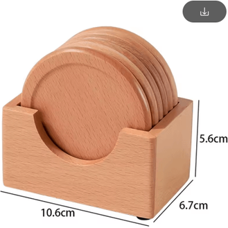 Inspire Picks 6 Piece Walnut Wood Coasters Set Round Japanese Style Insulated Drink Coasters beeach Wood 6pcs(set)