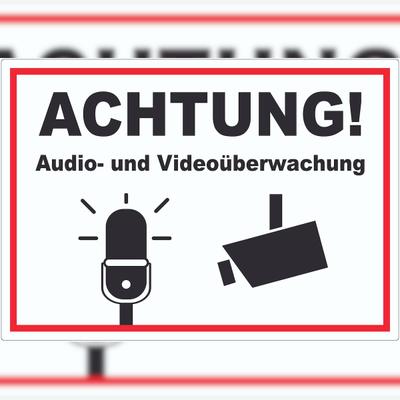 HB-Druck Achtung Audio- und Videoüberwachung Aufkleber A5 (148x210mm)