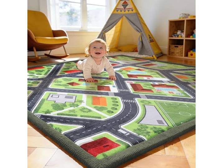 Treeboy Spielteppich Kinder Spielmatte Krabbelteppich 200x280x2cm Grün Krabbeldecke Baby Play Crawling Mat für Kinderzimmer mit Hochwertigem Memory-Schaum Rutschfester Unterseite Kinderteppich
