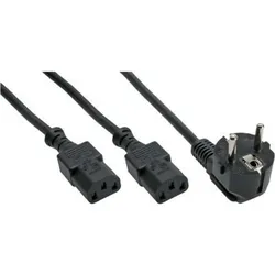 INLINE Netz-Y-Kabel 1x Schutzkontakt St/2x Kaltgerät St 1.8m