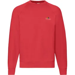 Fruit of the Loom Classic Raglan Sweat mit Vintage-Logo auf der Brust, rot - Vintage-Logo klein, M
