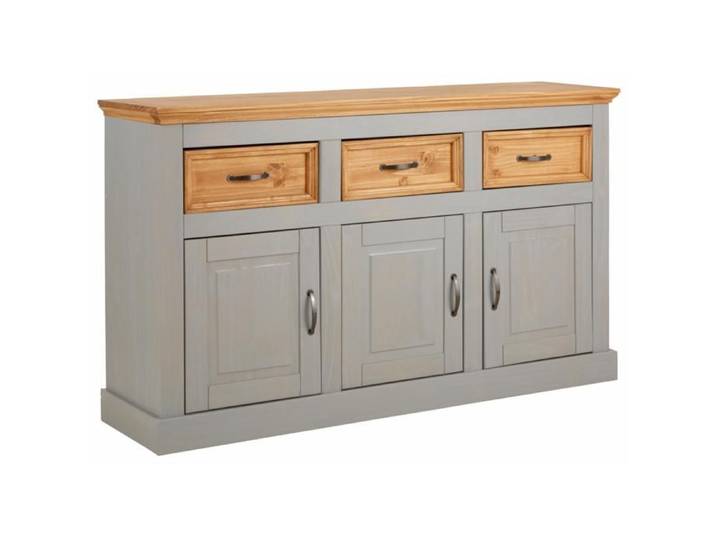 Selma - Buffet Avec 3 Portes Et 3 Tiroirs En Pin Gris