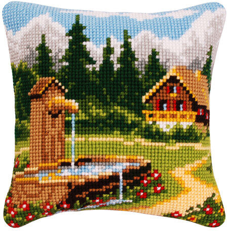 Kreuzstichkissen "Bergidylle"