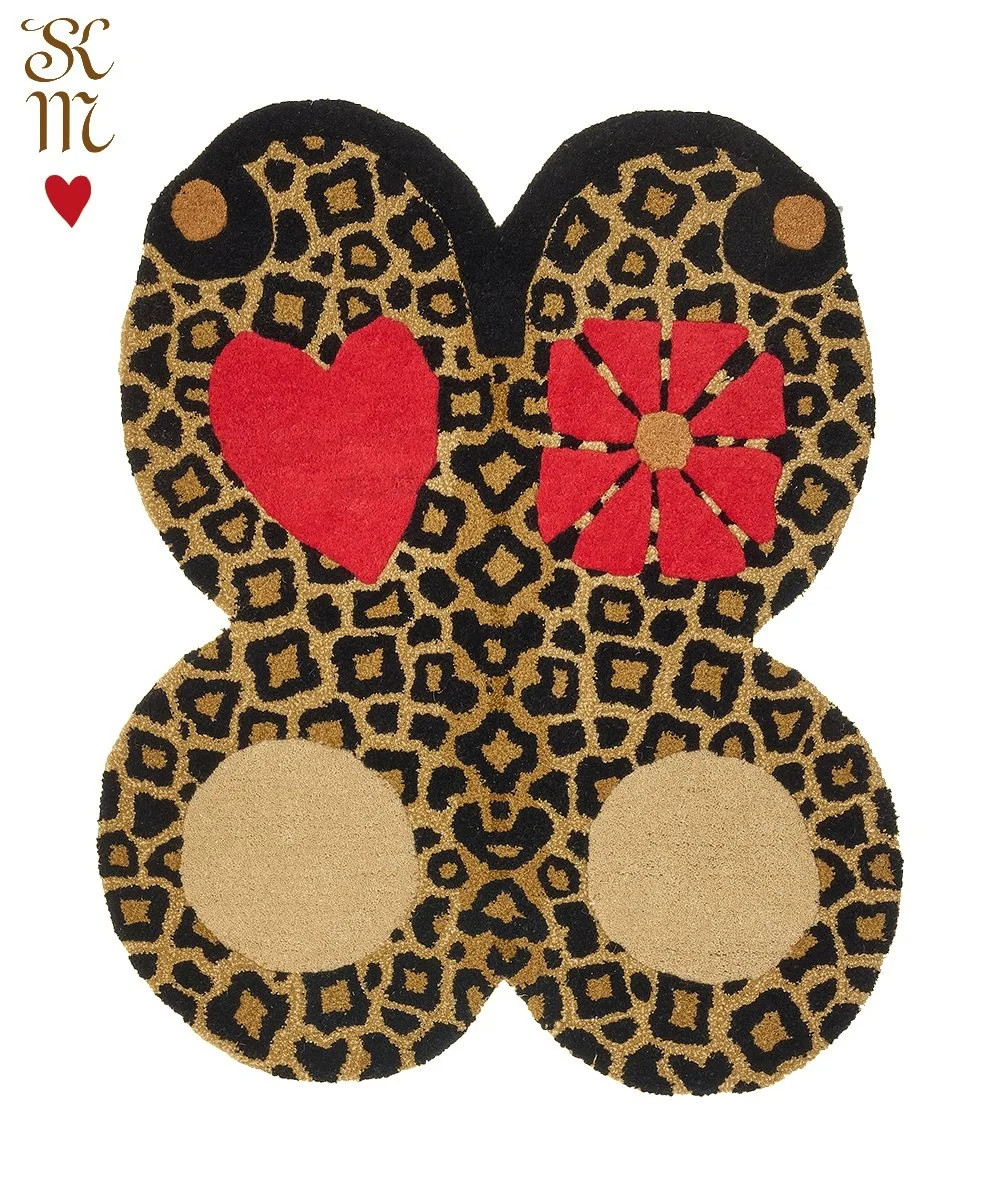 Doing Goods Loony leopard butterfly vloerkleed - Wol - L