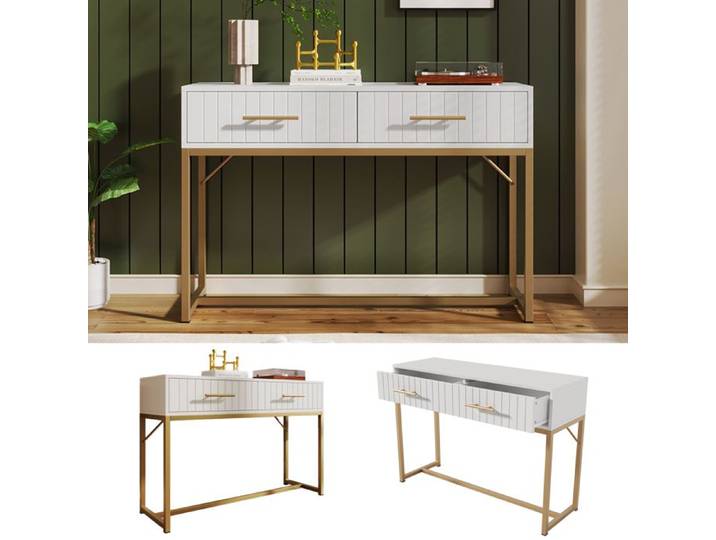 Coiffeuse à 2 tiroirs hauteur 75 cm commode meuble haut de chambre buffet blanc commode commode pour chambre blanc - H75/L100