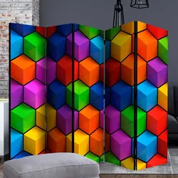 XL Paravent in Bunt Würfelmuster