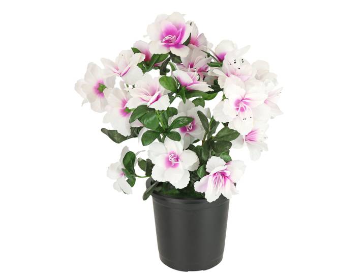 Kunstblume I.GE.A. Kunstblume Azaleen im Topf , rosa (weiß, rosa), B:21cm H:29cm L:21cm, Polyester, Kunstpflanzen, Kunstblume, Blume Kunstpflanze Blumendeko Tischdeko Zimmerpflanze
