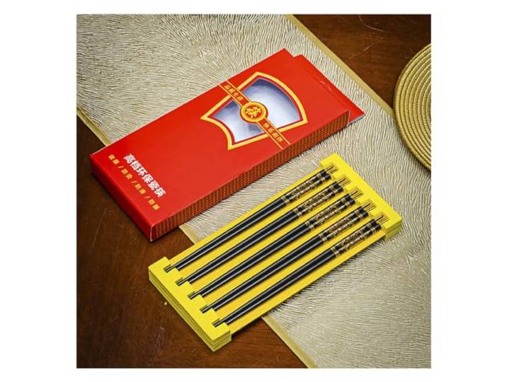 Porzellan Essstäbchen-Geschenksets mit Etui, Keramik wiederverwendbar black 10 Paar spülmaschinenfest, rutschfest, chinesische und japanische Spülmaschinen-feste Keramik-Edelstöcke, asiatisches