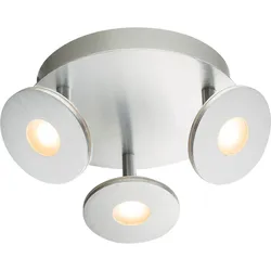 Deckenleuchte 3 flammig LED Deckenlampe Wohnzimmerleuchte Spotlampe verstellbar, Aluminium gebürstet Kunststoff opal, 3x 6W 3x 420lm warmweiß, DxH  25x11,9 cm