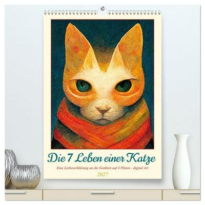 Die 7 Leben einer Katze (hochwertiger Premium Wandkalender 2027 DIN A2 hoch), Kunstdruck in Hochglanz