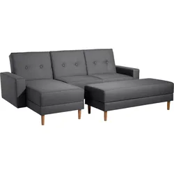 FUNKTIONSSOFA mit Hocker Kattie Flachgewebe graphit
