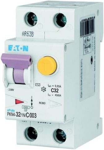 Interruttore combinato differenziale magnetotermico 32A + 30mA 230V classe AC 1P+N  curva C   Eaton