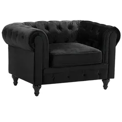 SESSEL Samtstoff schwarz Chesterfield