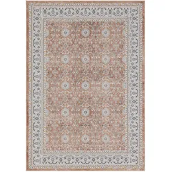 TEPPICH Kurzflor, waschbar, mit floralen Ornamenten, VERNANTE in Terrakotta-Creme, 160 x 230 cm