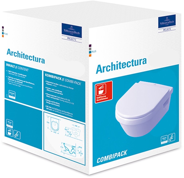 Villeroy & Boch Omnia architectura Tiefspülklosett design - Combi-Pack 370x503mm wand Weiß Alpin ceramicplus - 5684H1R1