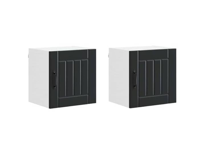 IBUQDDV Wandschrank Lucca 2 STK. Schwarz Holzwerkstoff Rechteckige Form, für Innenbereich, minimalistisches Design, robuste Rahmenkonstruktion, langlebiger Holzwerkstoff