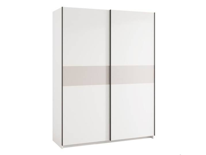 Armoire RENO 150 cm - porte coulissante - avec étagères et tringle à vêtements - Blanc / Cachemire