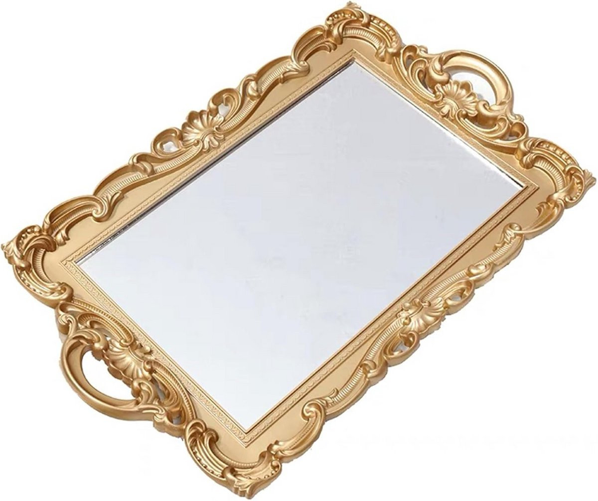 Decoratieve Rechthoekige Spiegel Dienblad met Handvatten - Gouden Serveerblad voor Kaptafel of Tafeldecoratie