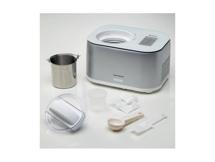 ARIETE Eismaschine Gran Gelato , silber, B:23cm H:26cm T:35,5cm, Eismaschinen, Die integrierte Nachkühlfunktion Hält dein Eis bis zu 1 Stunde kühl., Eismaschine