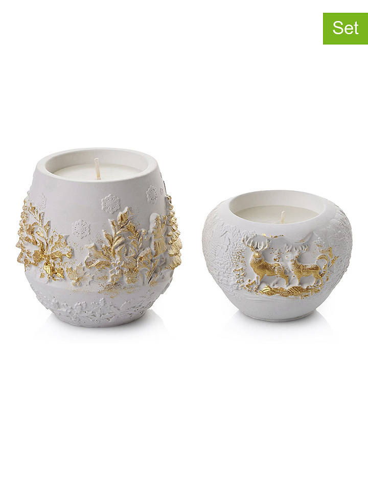 Lucky Bees 2er-Set: Kerzen in Gold/ Weiß - onesize