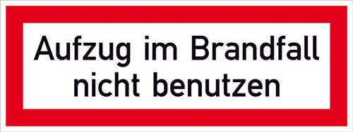 SafetyMarking 38.2883 Hinweisschild Aufzug im Brandfall nicht benutzen Folie selbstklebend (B x H) 148mm x 52mm 1St.