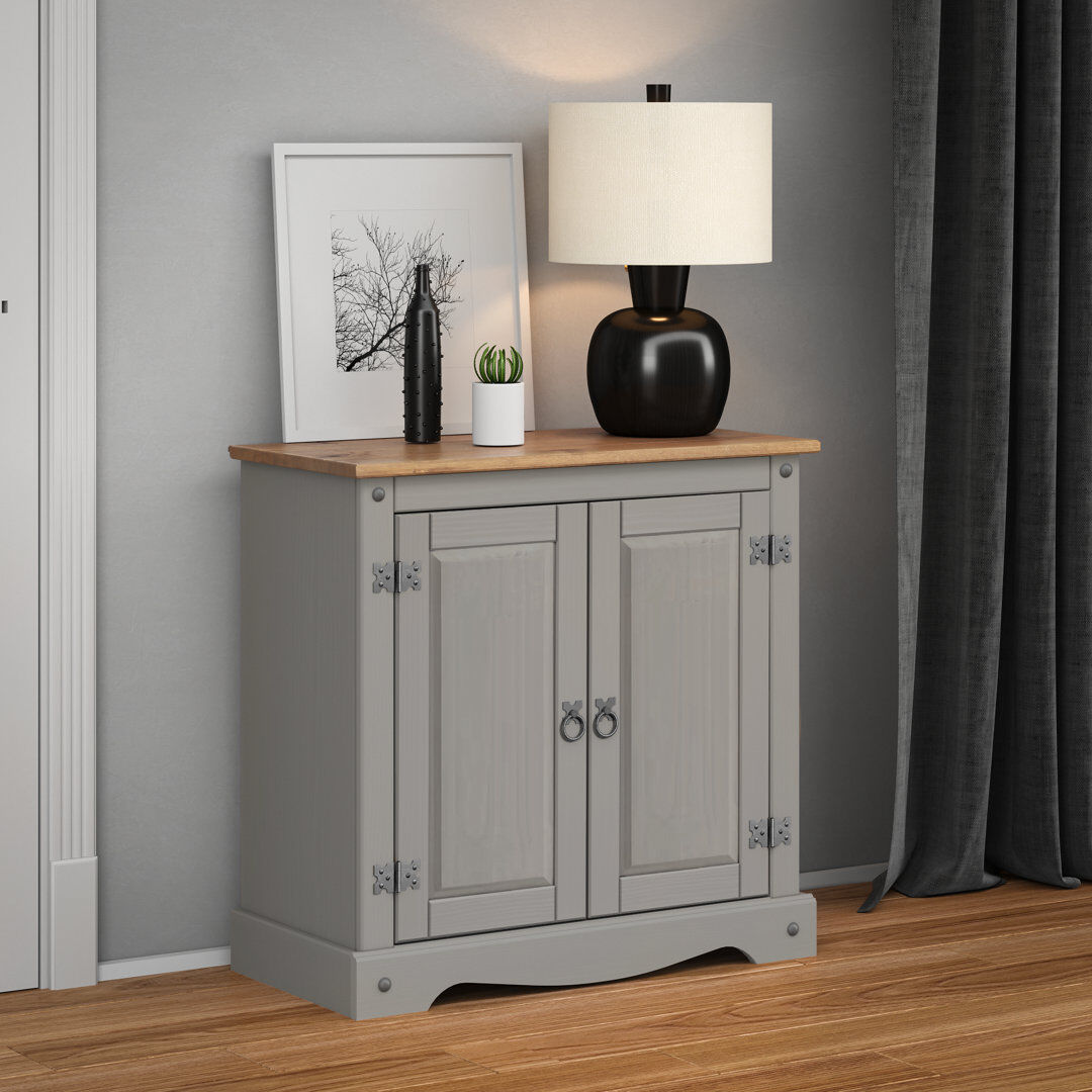 Brambly Cottage Palmea 75 cm W Pine Solid Wood Sideboard Grey 73cm H X 75cm W X 36cm D