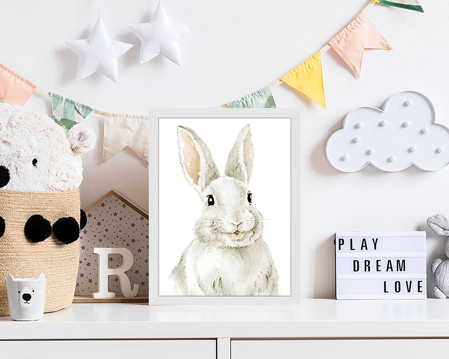home24 Bunny Afbeelding Decoratie, Meerdere Kleuren, 33 x 43 cm