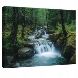 LEINWANDBILD Wasserfall Wald Natur Modern Wohnzimmer 120x80