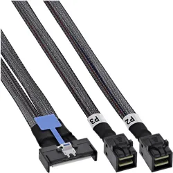 InLine  MCIO Kabel, MCIO x8 auf 2x MiniSAS-HD SFF-8643, 0,75 m (75 cm), Interne Kabel (PC)