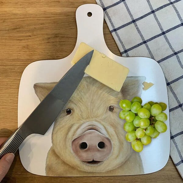 Lucys Farm Lucy's Farm Wilbur the Pig Design Large Chopping Board