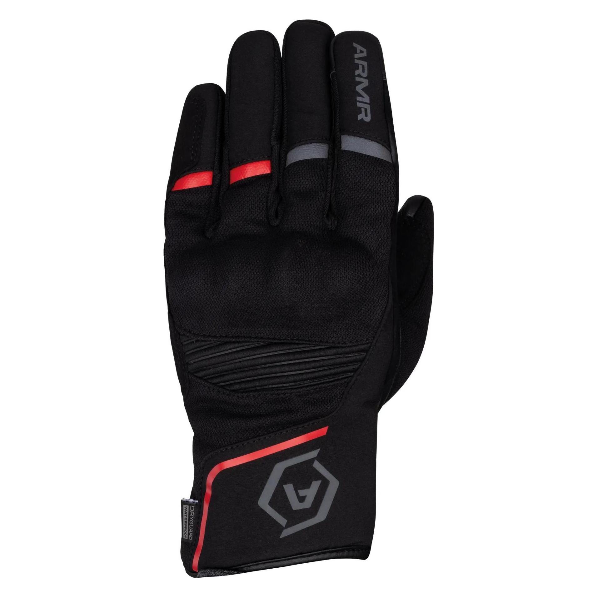 Armr Oxford Eyoshi 3.0 wasserdichte Herren Motorradhandschuhe, Schwarz/Rot, 3XL (Herren, 3XL) (ARMG2305013XL)