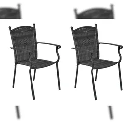 Merxx Roma Stapelsessel Set 2tlg., 2 Stapelsessel, Aluminium/Kunstoffgeflecht, Grau
