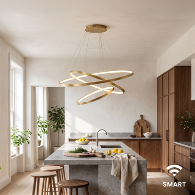 Janet (Smart)   Modern Hanging Chandelier   Black Ash / 3 Rings / App + Remote Control   Living Room Lighting   Indoor Lighting   MOD LIGHTING