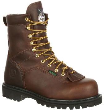 "Georgia Boot Low Heel Logger 8"" Soft Toe - Mens 11 Brown Boot Medium"