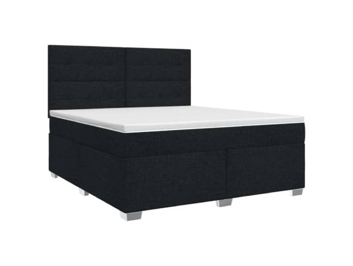 RJPLMFV Boxspringbett, Stoff, Schwarz, 160 x 200 cm, mit Matratze Kopfteil verstellbar 78/88 cm, Bezüge abnehmbar, waschbar, langlebige Federbasis