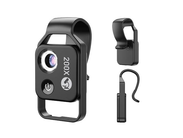 Lentille de Microscope à grossissement 200X avec lumière LED Mobile CPL, Micro lentilles Macro de poche pour accessoires de téléphone portable
