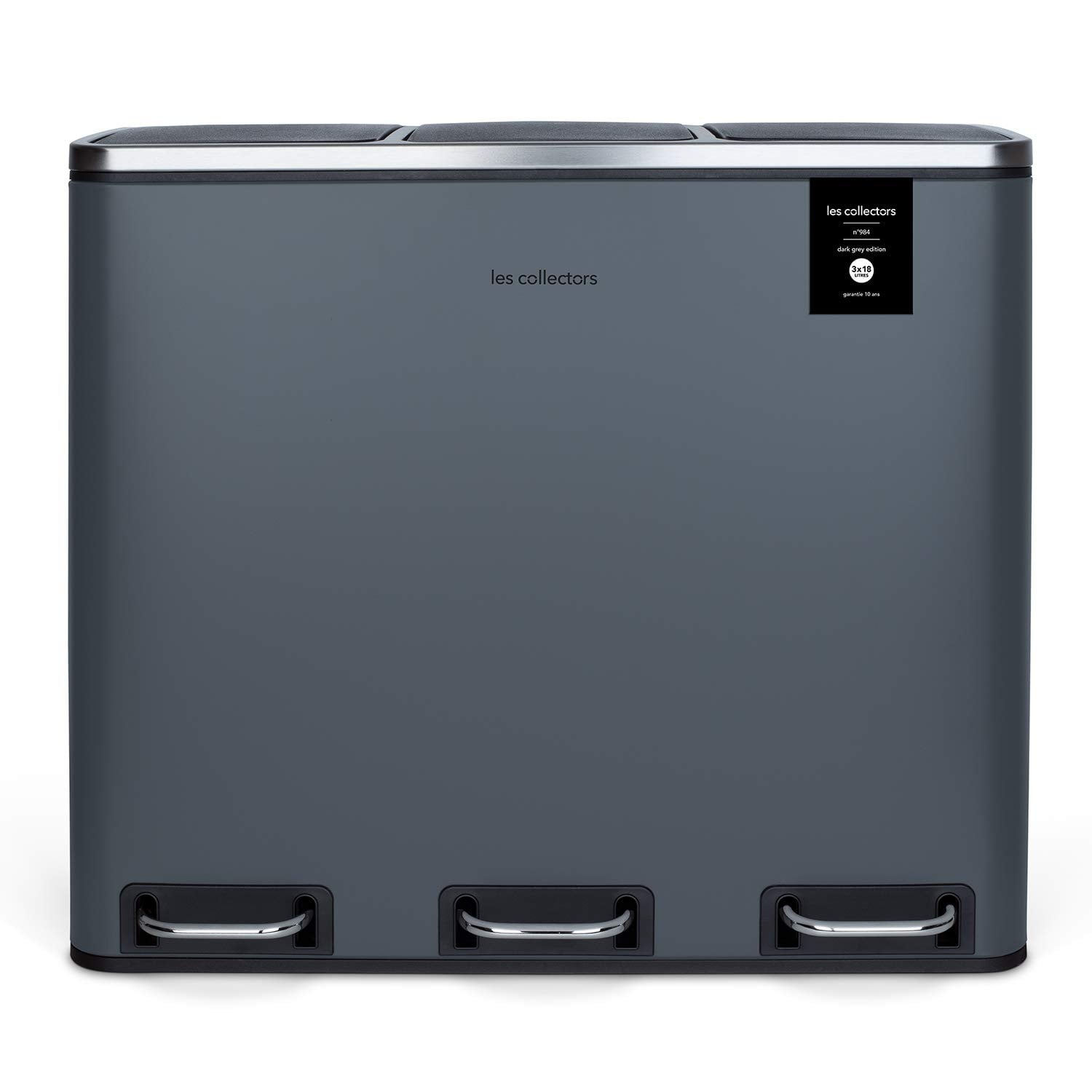 Adeva Les Collectors Vuilnisbak met deksel N°984, 54 liter, 3 compartimenten, donkergrijs