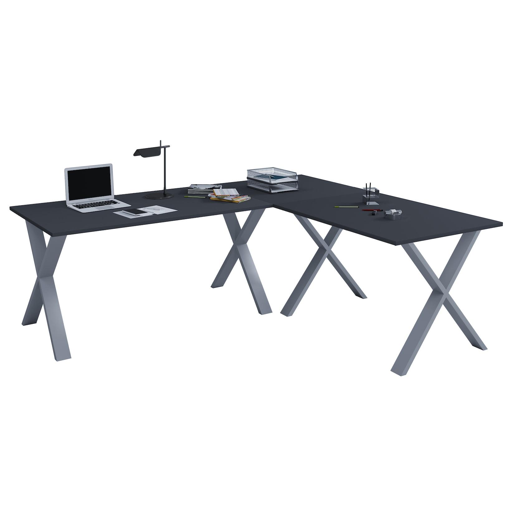 VCM VCM Holz Schreibtisch Eckschreibtisch schlicht 190x190 L Form links oder rechts Arbeitstisch Platte 80 cm tief Computertisch Büromöbel - Lona X