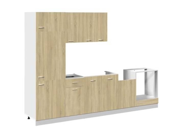 CATRP-Flower Stand 7-teiliges Küchenmöbel-Set Lyon aus Sonoma-Eiche Wandschrank, Holz, Schüssel- und Telleraufbewahrung, robuste Platte, Wandmontage, einfache Wartung