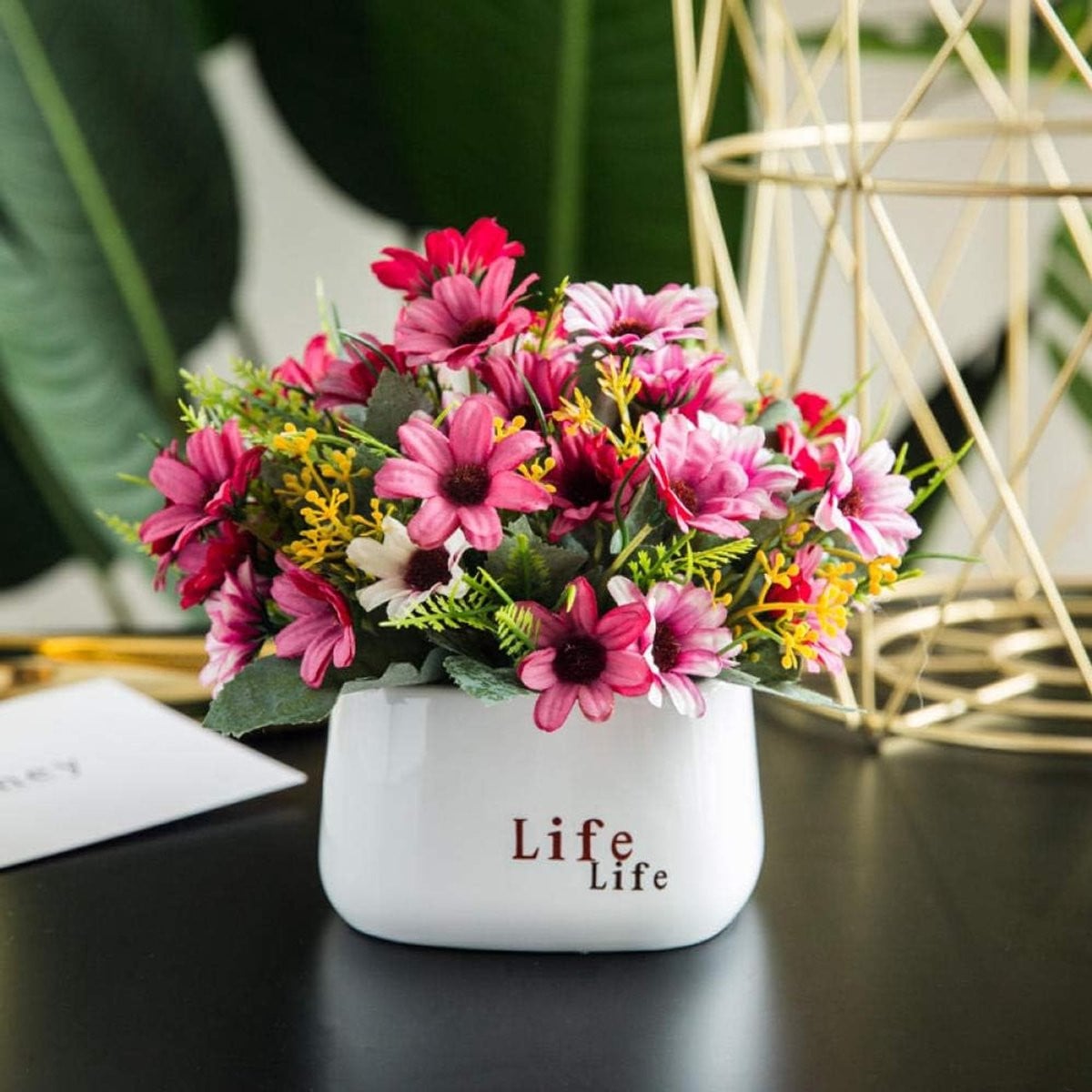 Nep Bloem Rose Kunstbloem Zonnebloem Rose Rood - Hoogte: 15 cm